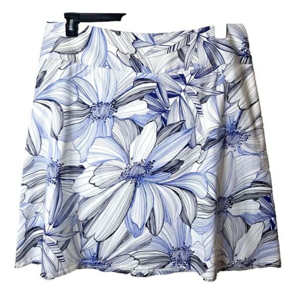 Lane Bryant Woman's Blue and White‎ Floral Knee Length Skirt Size 20